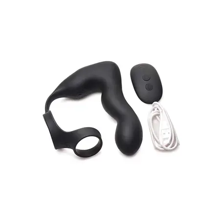XR Brands Master Series Inflatable Vibrating Silicone Prostate Plug with Double Ring
