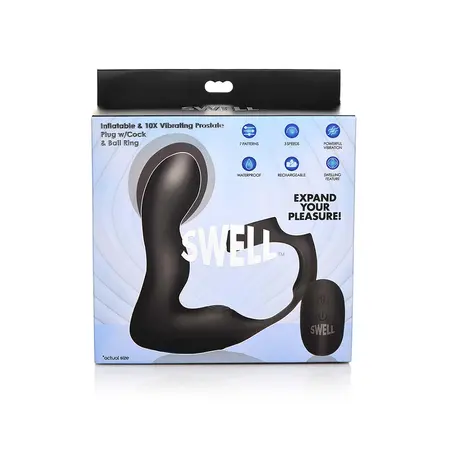 XR Brands Master Series Inflatable Vibrating Silicone Prostate Plug with Double Ring