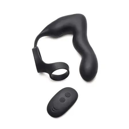 XR Brands Master Series Inflatable Vibrating Silicone Prostate Plug with Double Ring