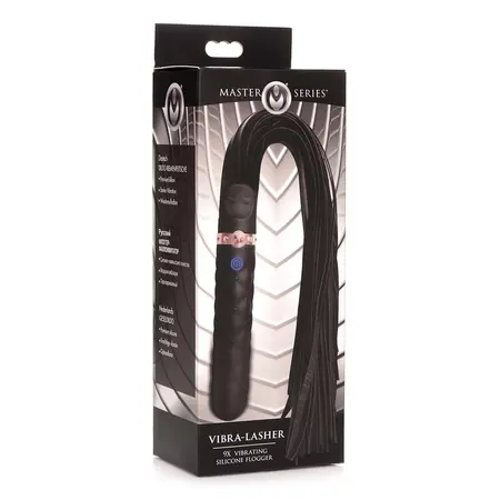 XR Brands Vibra-Lasher Silicone Vibrating Flogger Crna 3 Režima