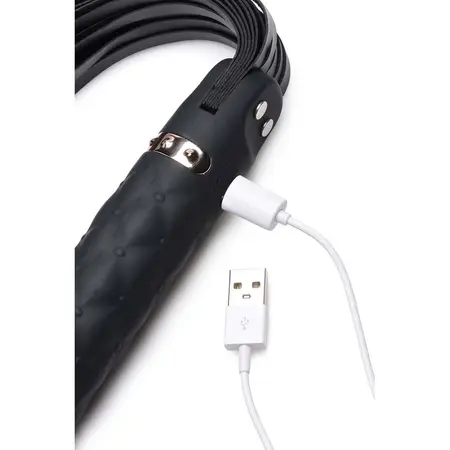 XR Brands Vibra-Lasher Silicone Vibrating Flogger Crna 3 Režima