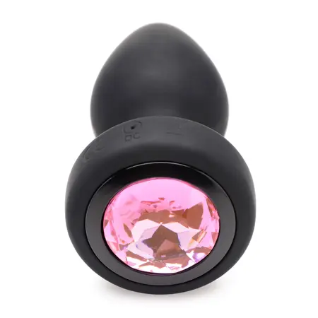 XR Brands Silicone Pink Gem Plug Small - Remote-Controlled Vibrating System