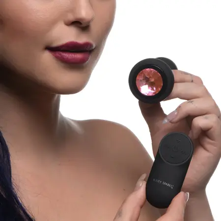 XR Brands Silicone Pink Gem Plug Small - Remote-Controlled Vibrating System