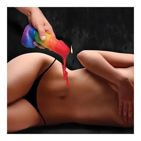 Pipedream Pride Rainbow Drip Candle - Nenamirisana Niskotopljiva Vosak, 15 cm