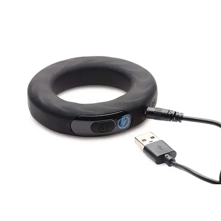 XR Brands Zeus Silicone Vibrating & E-Stim Ring with Remote, Black