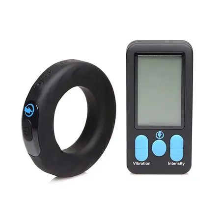 XR Brands E-Stim Silicone Intimate Ring with Vibration & Remote Black