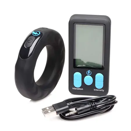 XR Brands E-Stim Silicone Intimate Ring with Vibration & Remote Black