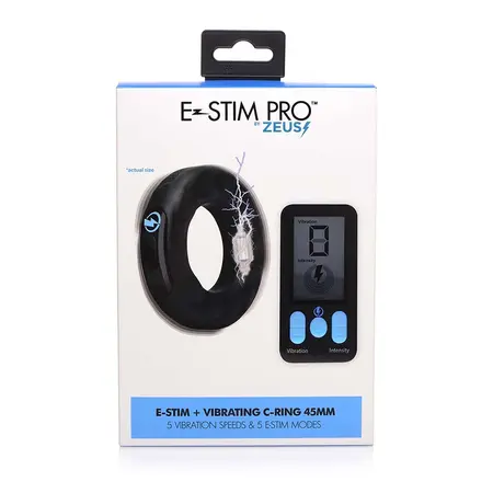 XR Brands E-Stim Silicone Intimate Ring with Vibration & Remote Black