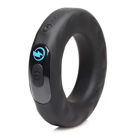 XR Brands E-Stim Silicone Intimate Ring with Vibration & Remote Black