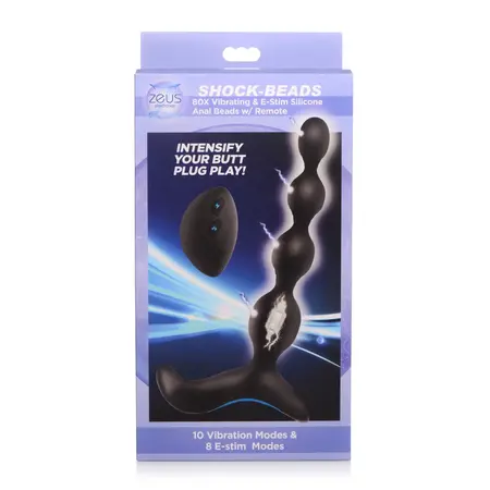 XR Brands Silicone Remote-Controlled Anal Beads Vibration & E-Stim 4-Step