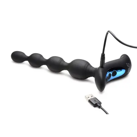 XR Brands Silicone Remote-Controlled Anal Beads Vibration & E-Stim 4-Step