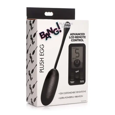 BANG! Platinum Series Plush Silicone Vibrating Egg with Remote - Silver