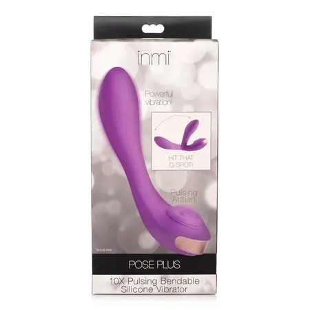 Pose Plus Silicone Flexible Vibrator with Pulse Modes - Pink, Adjustable Shape