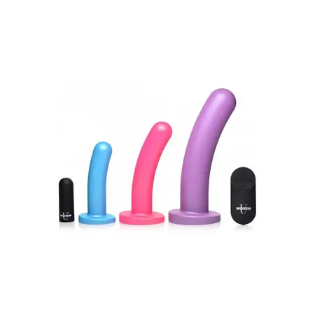 XR Brands Triple Peg Silicone Set with Remote Vibrating System Multi-Size