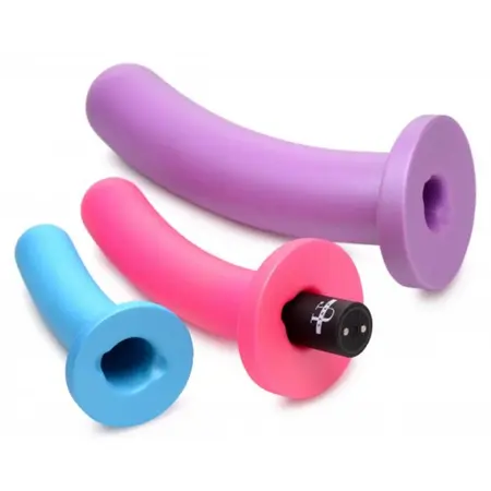 XR Brands Triple Peg Silicone Set with Remote Vibrating System Multi-Size