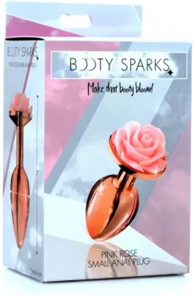 XR Brands Rose Gold Aluminium Plug Small Pink Flower Top