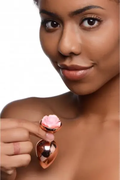 nsnovelties Rose Gold Anal Plug Medium Pink Flower Aluminium