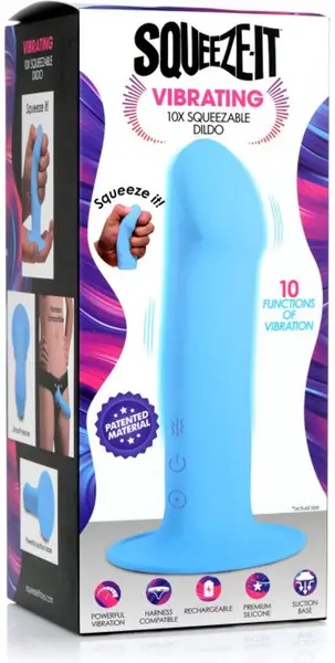XR Brands Squeezable Vibrating Silicone Device, USB, Flexible, Black