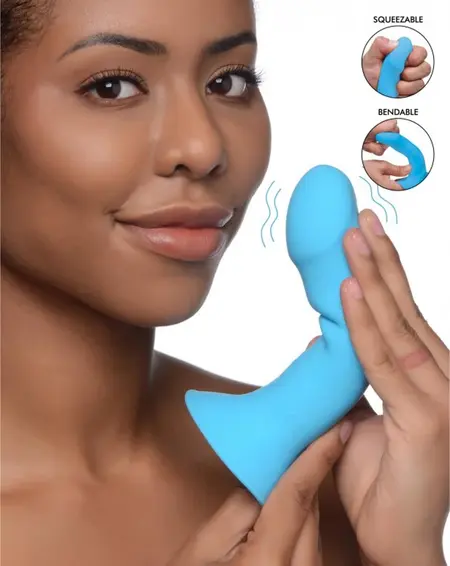 XR Brands Squeezable Vibrating Silicone Device, USB, Flexible, Black