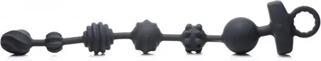 XR Brands Dark Rattler Silicone Intimate Bead System with Remote, Black
