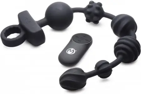 XR Brands Dark Rattler Silicone Intimate Bead System with Remote, Black