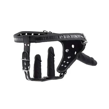 XR Brands strap-on pojas sistem sa tri silikonska dodatka, podesiv
