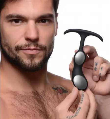 XR Brands otežani silikonski analni čep mali ergonomski dizajn crni