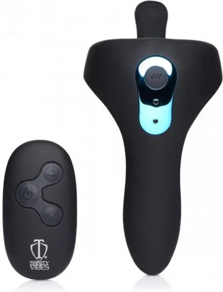 XR Brands Power Taint Silicone Dual Stimulation Ring Black Remote 4.4in