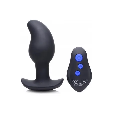XR Brands Volt Drop Silicone Prostate Device with Vibration & E-Stim, Remote