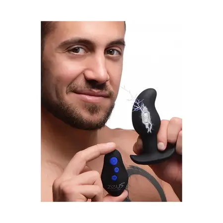 XR Brands Volt Drop Silicone Prostate Device with Vibration & E-Stim, Remote
