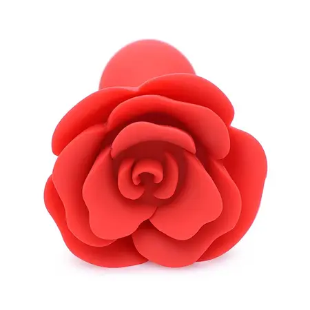 Booty Bloom Silicone Rose-Shaped Intimate Plug Red - Velvet Finish