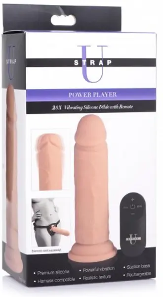 Power Player Vibrating Silicone Model with Remote & Suction Base, Black