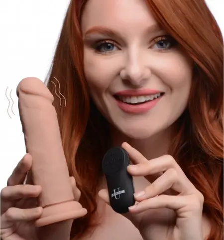 Power Player Vibrating Silicone Model with Remote & Suction Base, Black