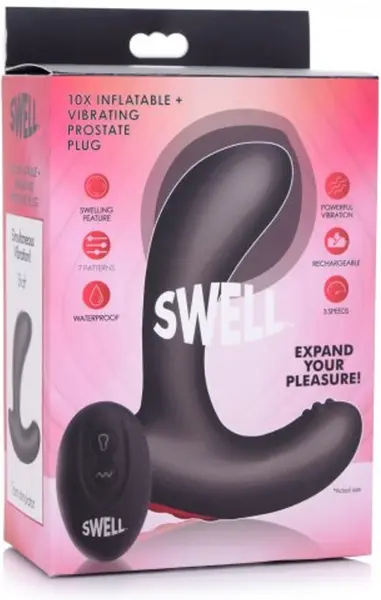 XR Brands Silicone Inflatable Prostate Massager with Vibration Black