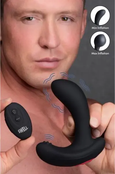 XR Brands Silicone Inflatable Prostate Massager with Vibration Black