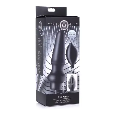XR Brands Ass-Pand Veliki Naduvavajući Silikonski Čep, Crna, 15 cm