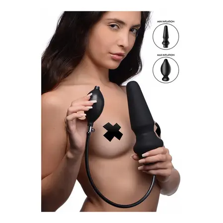 XR Brands Ass-Pand Veliki Naduvavajući Silikonski Čep, Crna, 15 cm