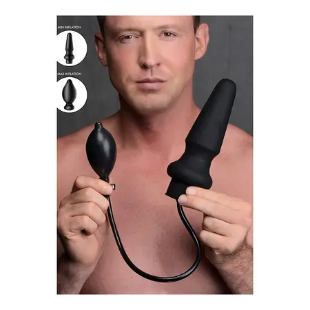 XR Brands Ass-Pand Veliki Naduvavajući Silikonski Čep, Crna, 15 cm