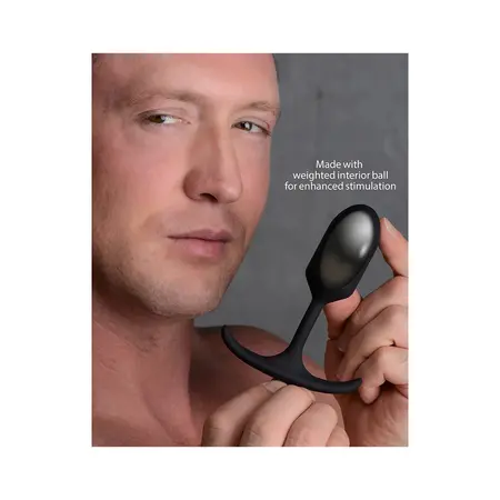 XR Brands Heavy Hitter Silikonski Intimni Čep Mali Otežani, Crna