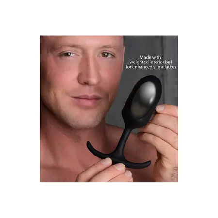 XR Brands Heavy Hitter Veliki Otežani Silikonski Čep, Crna, 260g