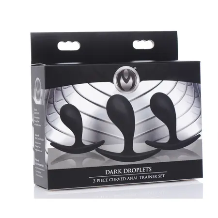 XR Brands Dark Droplets 3-delo Zakrivljeni Analni Trener Set Crni Silikon