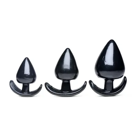 Triple Spades 3-delo Set Analnih Čepova Silikon Crni Postepene Veličine