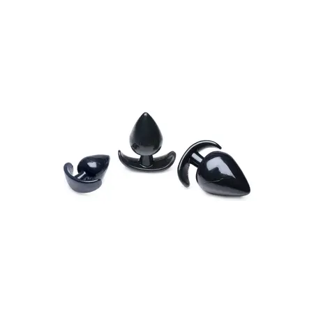 Triple Spades 3-delo Set Analnih Čepova Silikon Crni Postepene Veličine