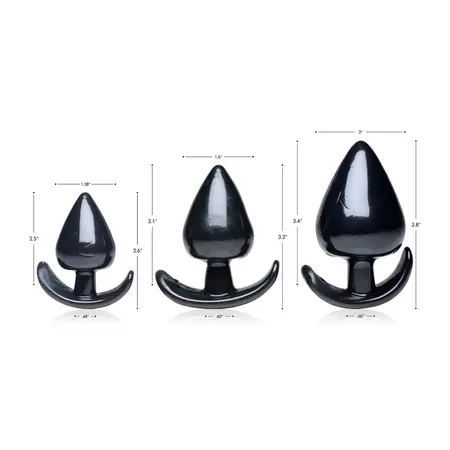 Triple Spades 3-delo Set Analnih Čepova Silikon Crni Postepene Veličine