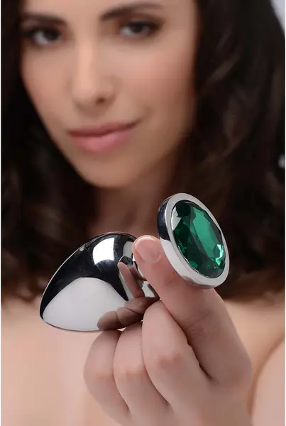 XR Brands Emerald Gem Metal Plug Set 3pcs Green Aluminum Alloy