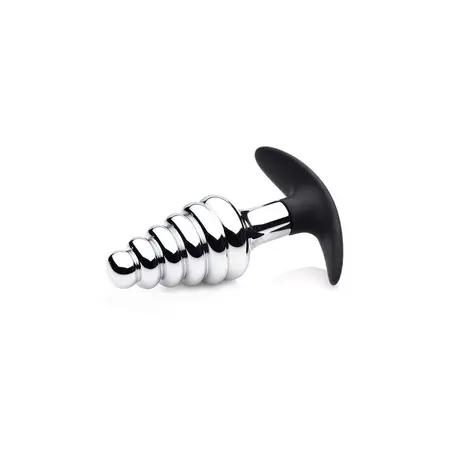 Dark Hive Metal Silicone Plug - Ribbed, Grey, 4.5in, Aluminum & Silicone
