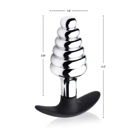 Dark Hive Metal Silicone Plug - Ribbed, Grey, 4.5in, Aluminum & Silicone