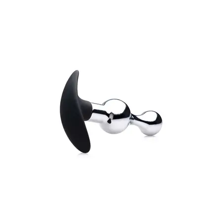 Dark Drop Metal Silicone Intimate Bead Plug Grey 4.3in