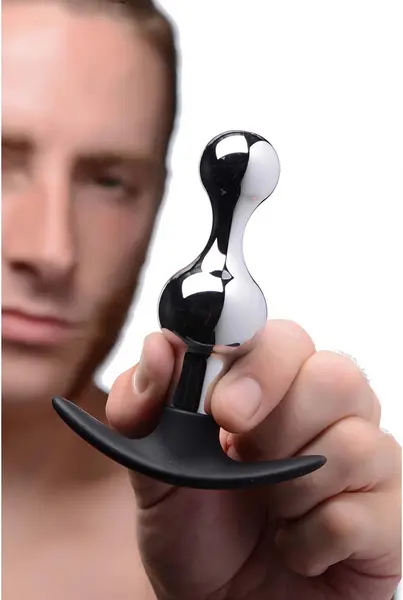 Dark Drop Metal Silicone Intimate Bead Plug Grey 4.3in