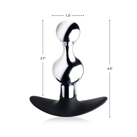 Dark Drop Metal Silicone Intimate Bead Plug Grey 4.3in